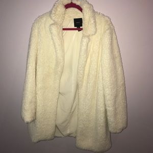 White faux fur jacket